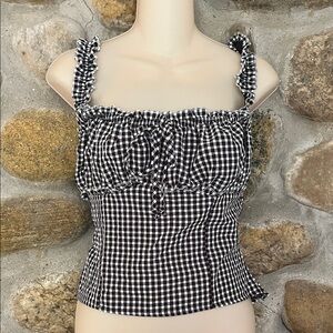 Black and White Gingham Ruffle Top